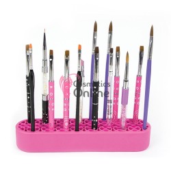 Suport pentru pensule de make-up sau unghii 26 lacasuri Roz din Silicon Cod 31151